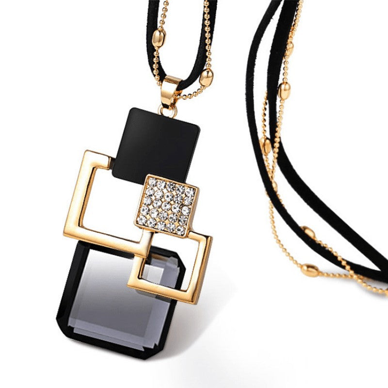 Crystal Geometric Square Necklace