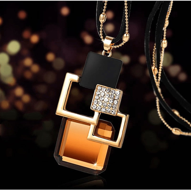 Crystal Geometric Square Necklace