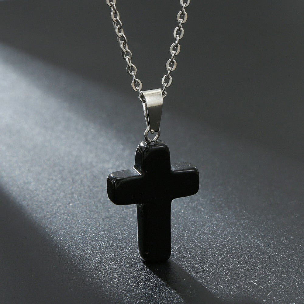 Variegated Stone Cross Necklace
