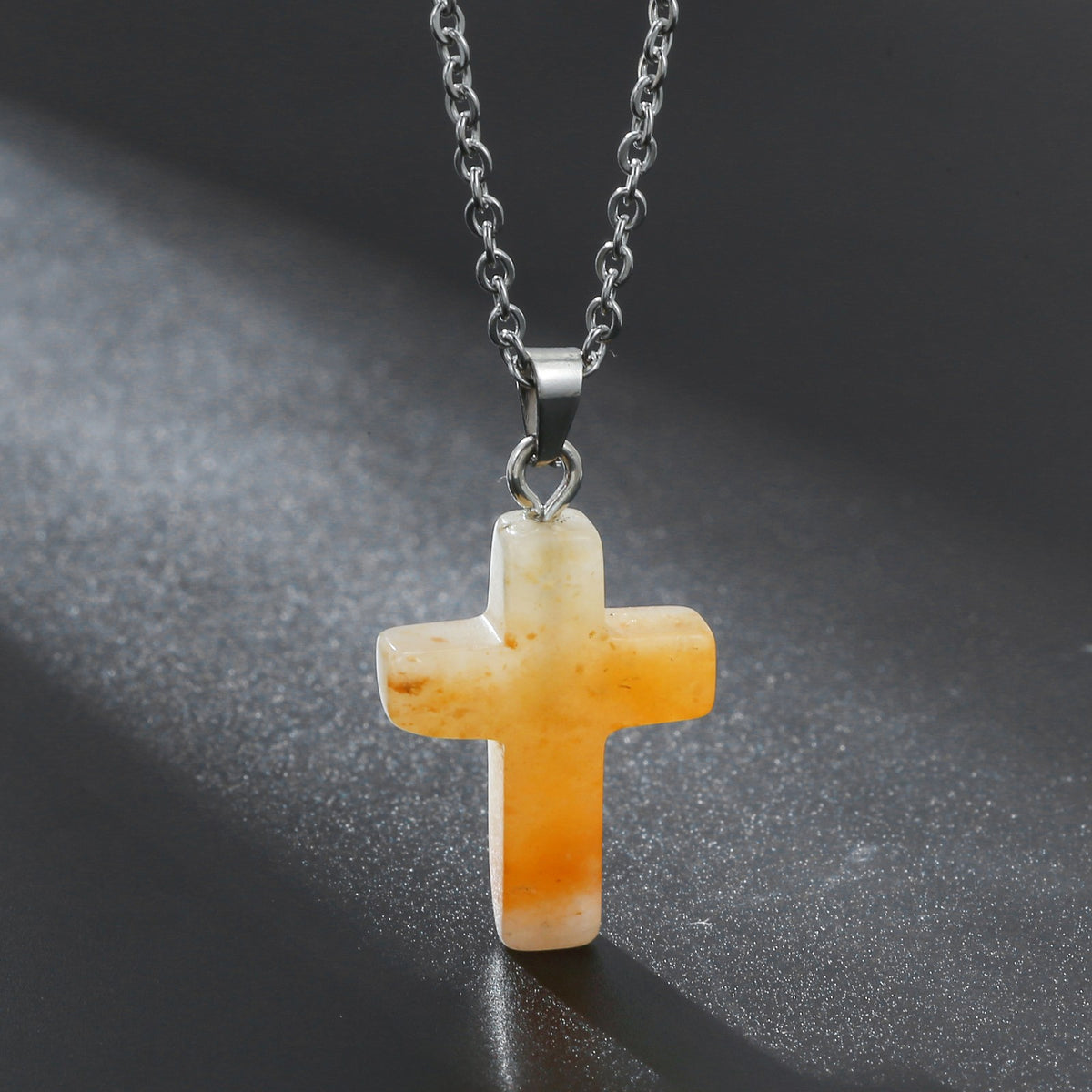 Variegated Stone Cross Necklace