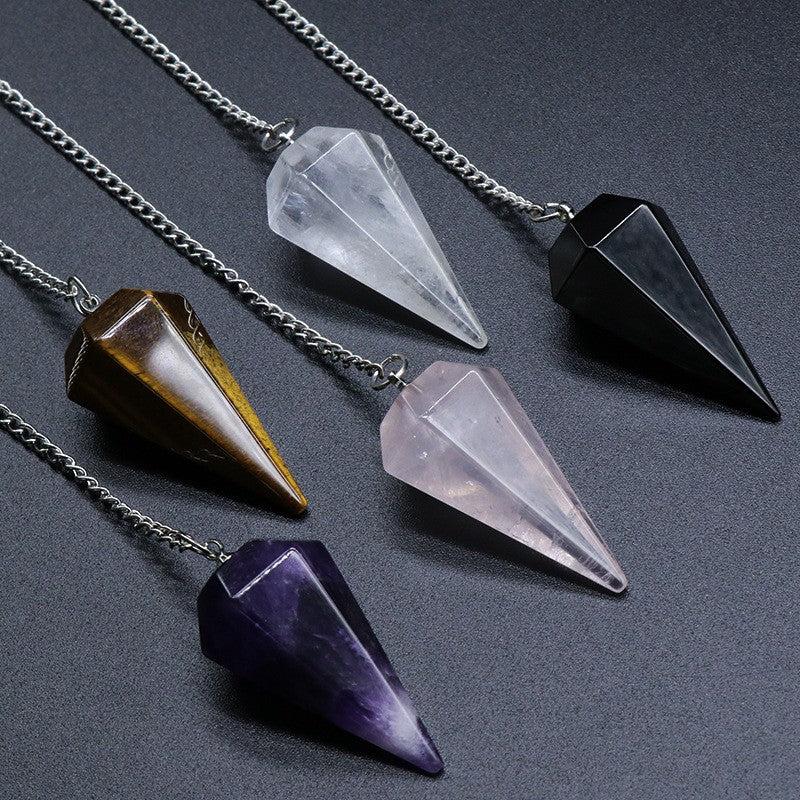 White Marbled Stone Pendulum Pendant