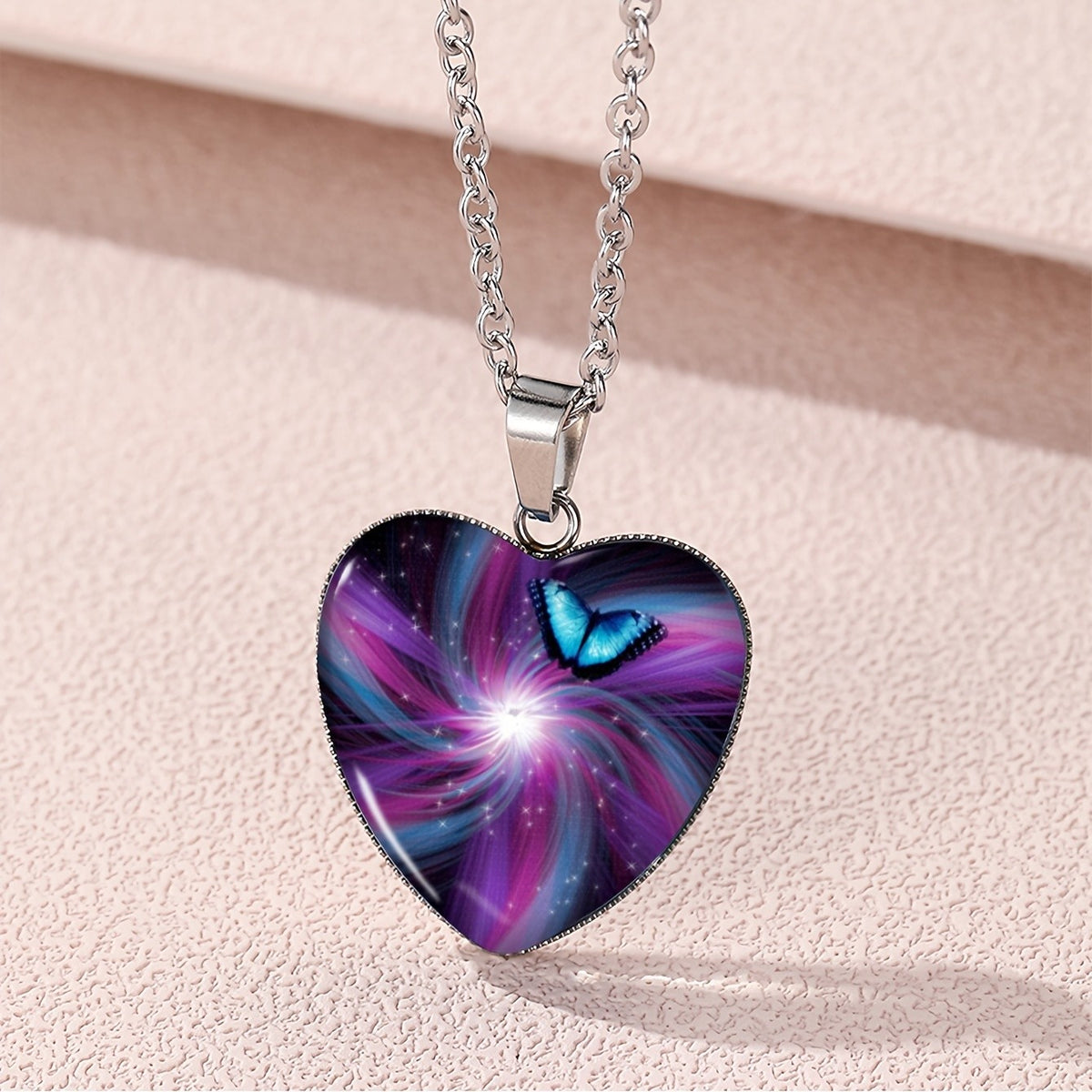 Butterfly Glass Heart Jewelry Set