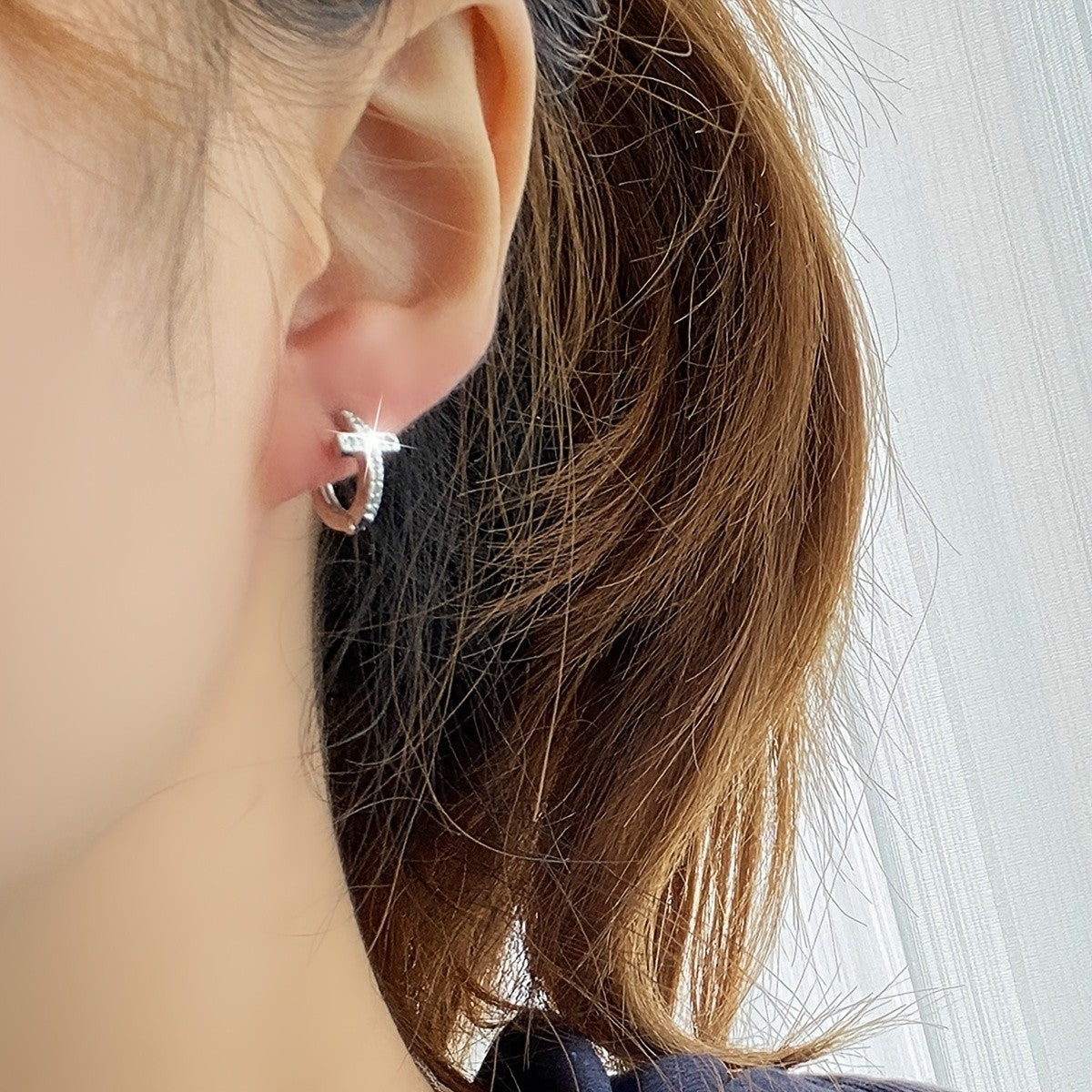 Crystal Cross Hoop Earrings
