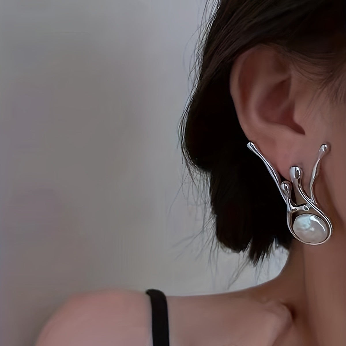Abstract Branch Pearl Drop Earrings