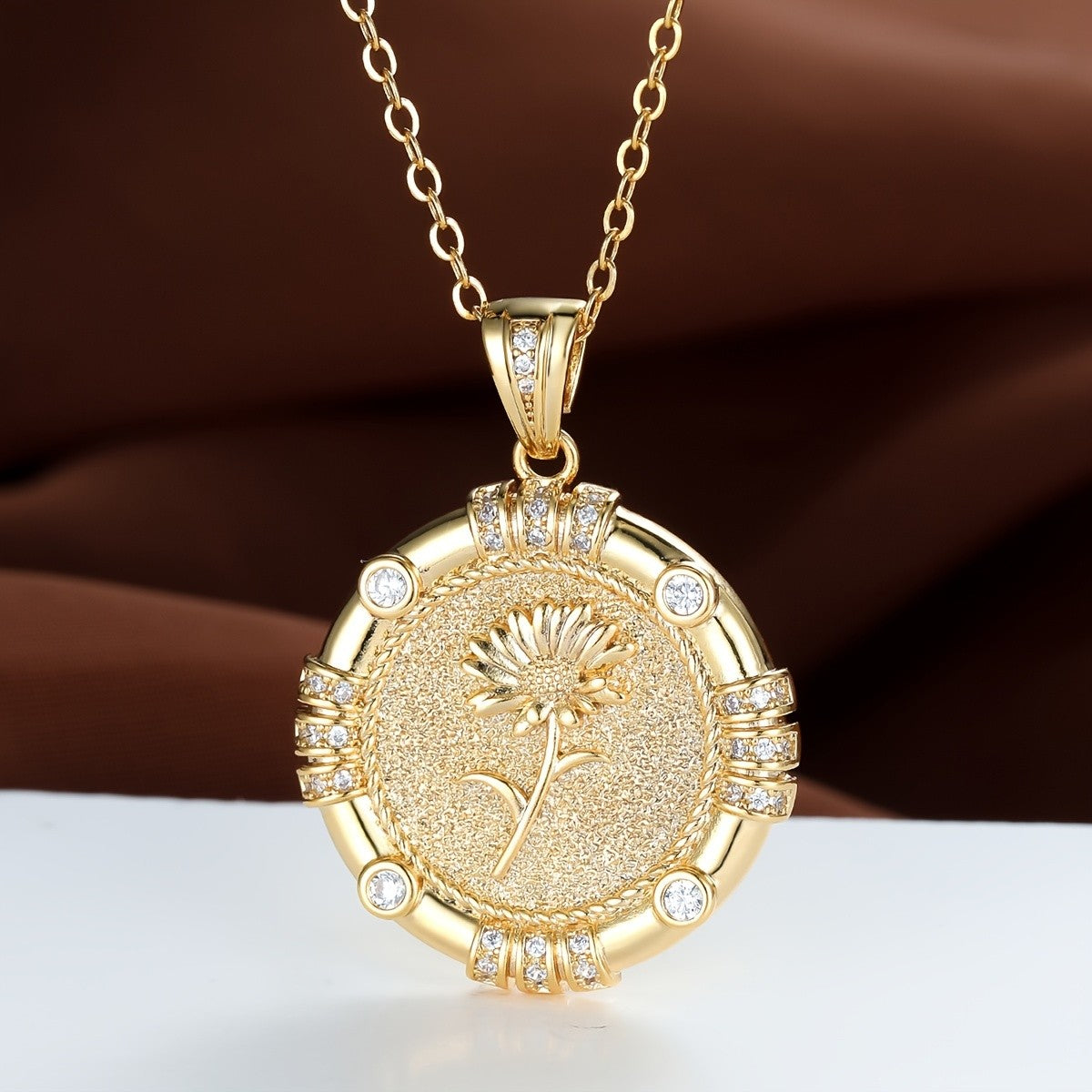 Birth Flower Disc Necklace