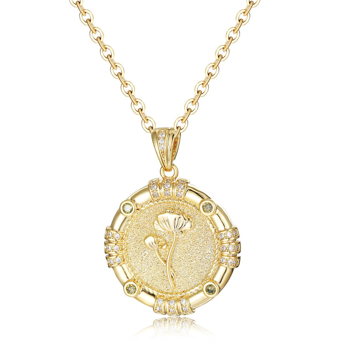 Birth Flower Disc Necklace