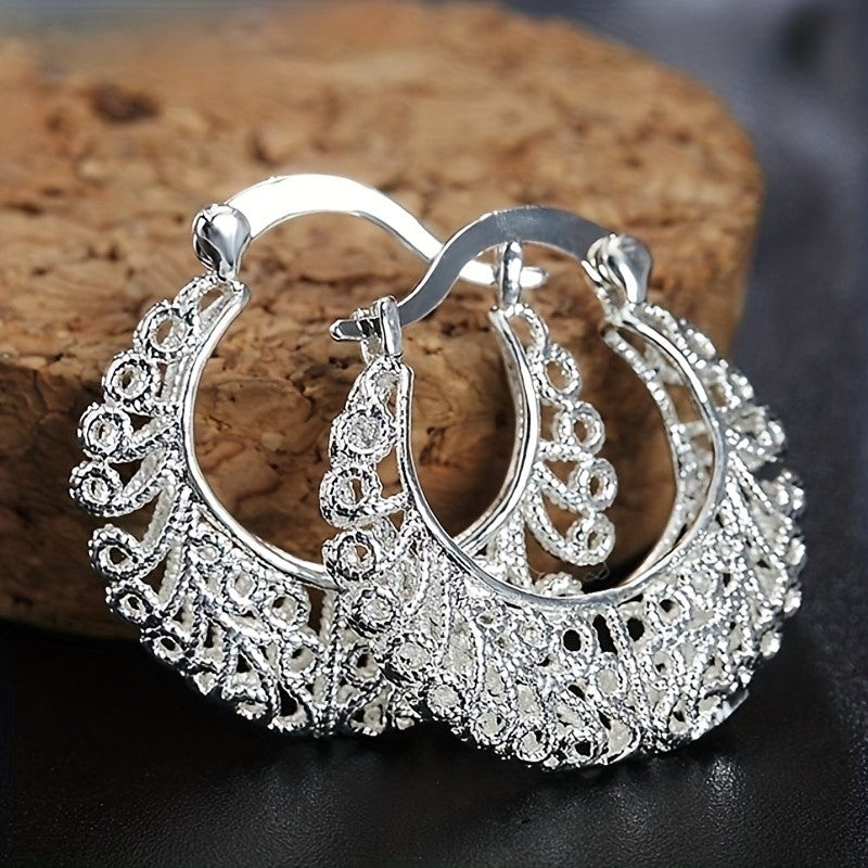 Vintage Lace Filigree Hoop Earrings