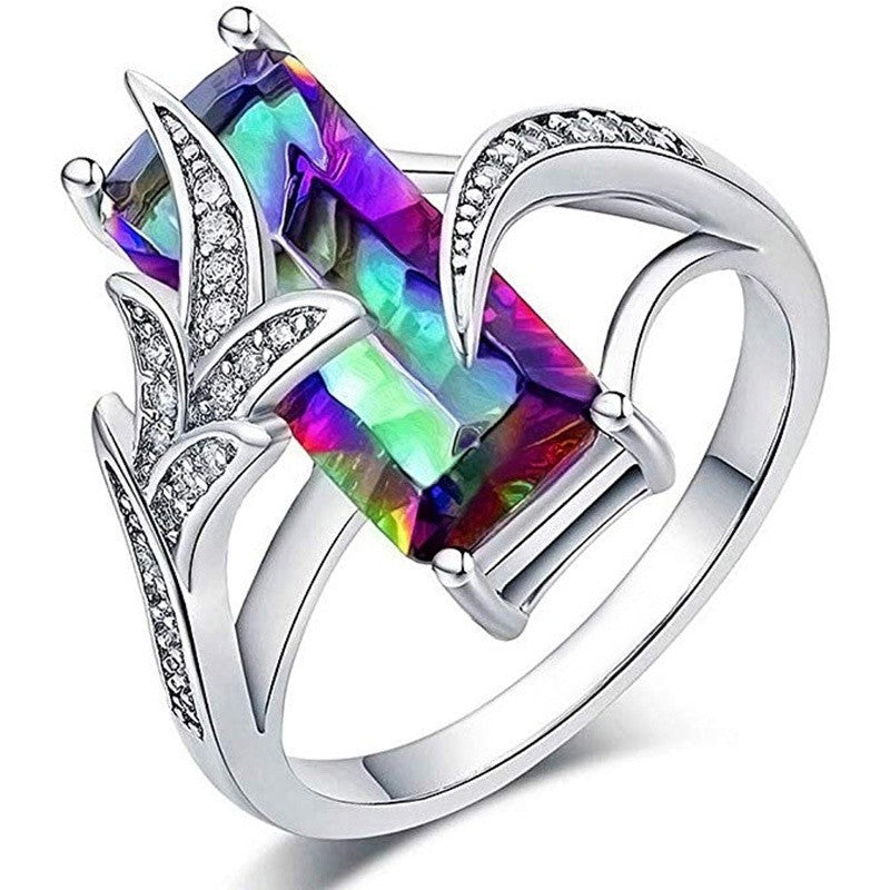 Iridescent Emerald Cut Statement Ring