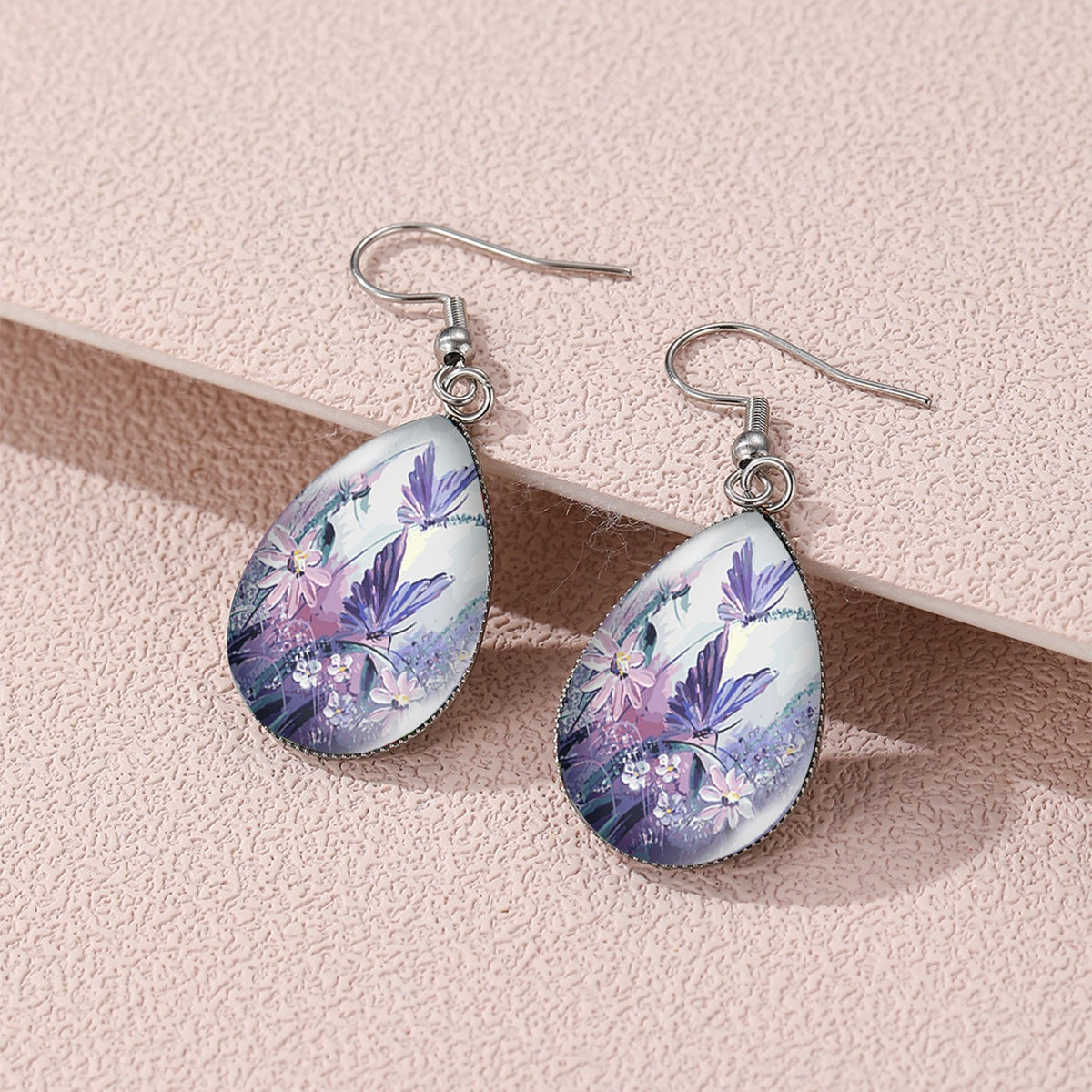 Sunflower & Hummingbird Glass Earrings
