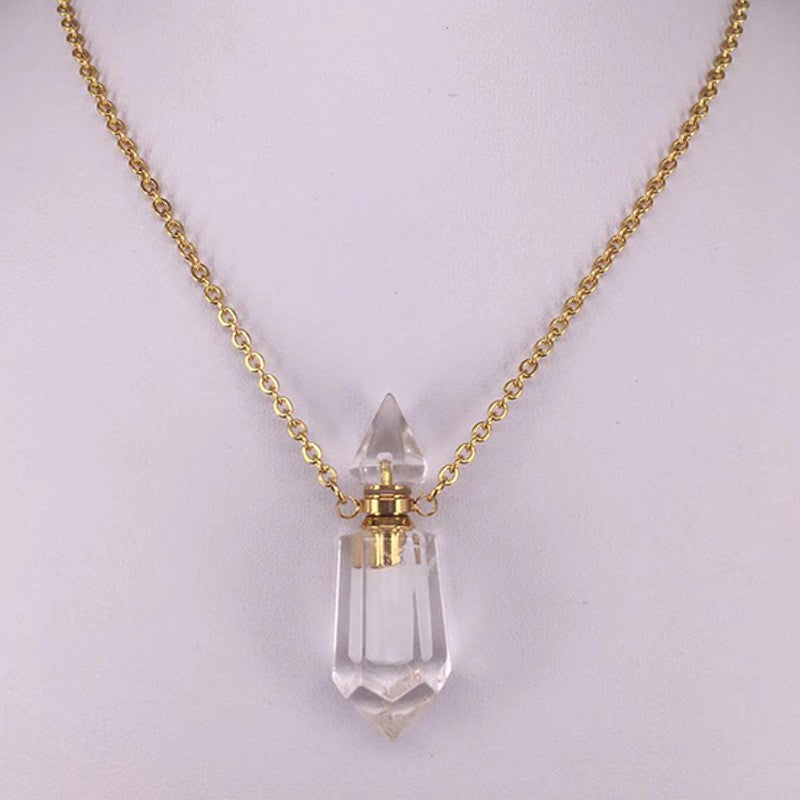 Natural Stone Crystal Pendant Necklace