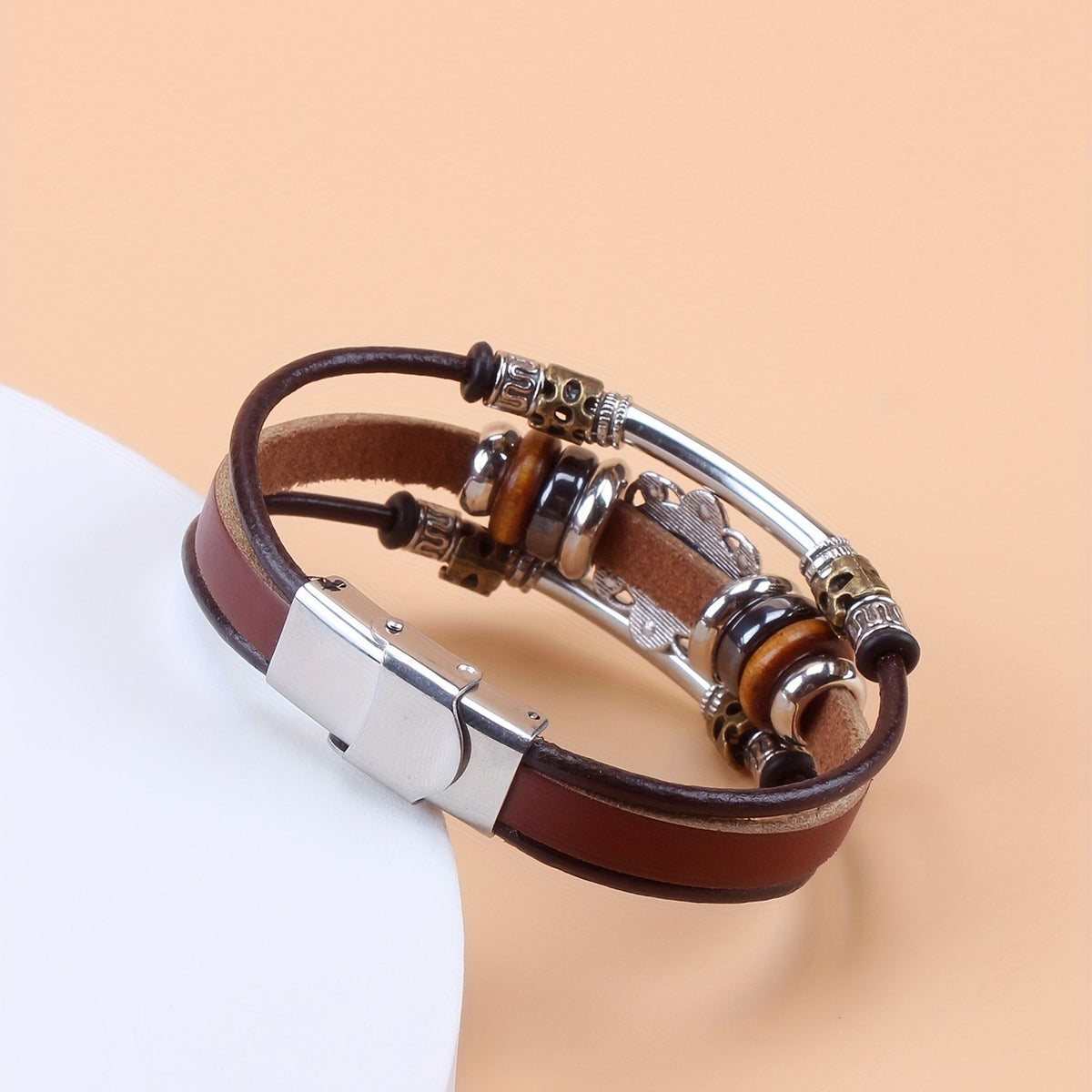 Turquoise Oval Leather Wrap Bracelet