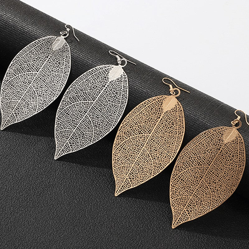 Skeleton Leaf Drop Earrings