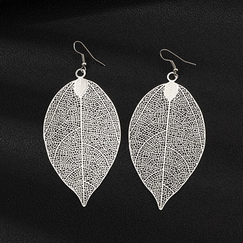 Skeleton Leaf Drop Earrings