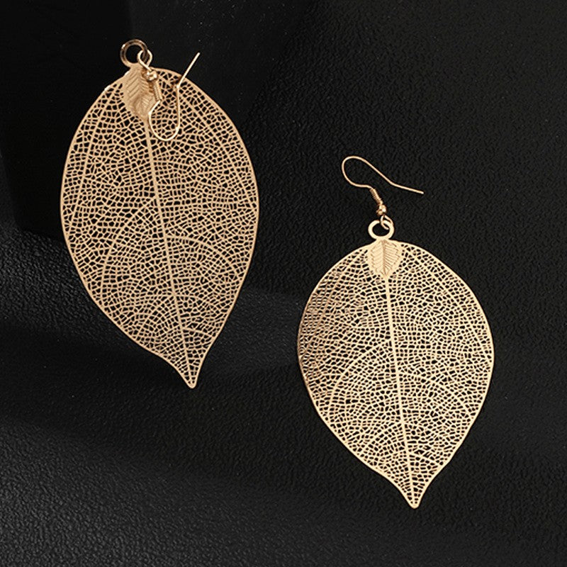 Skeleton Leaf Drop Earrings