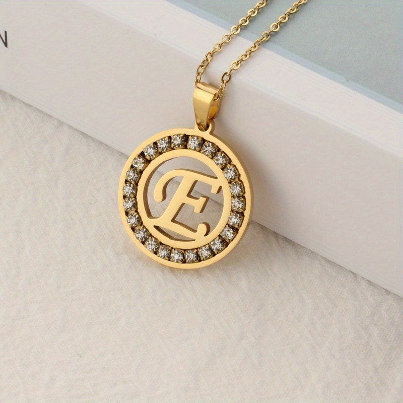 Crystal Initial Ring Necklace