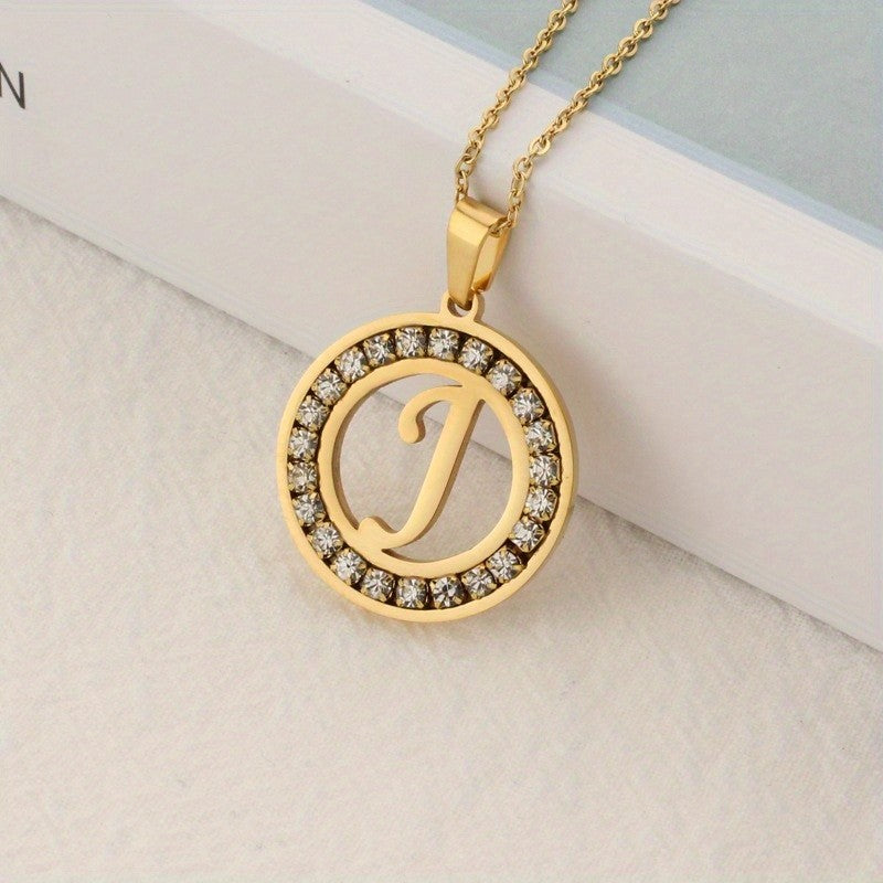 Crystal Initial Ring Necklace