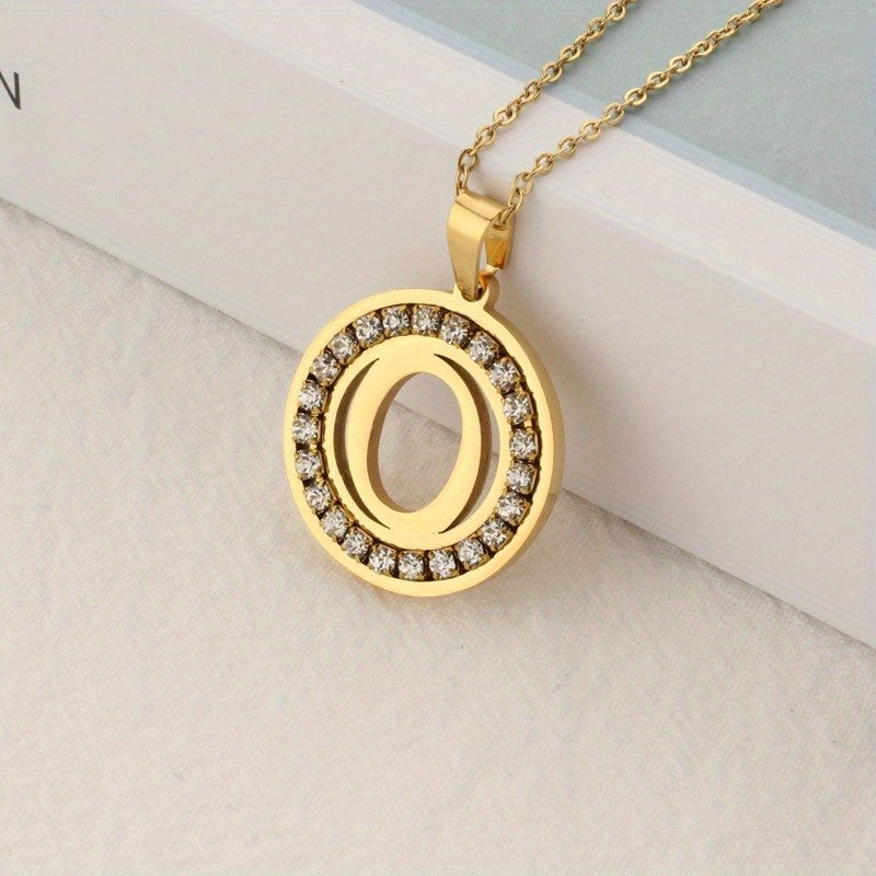 Crystal Initial Ring Necklace