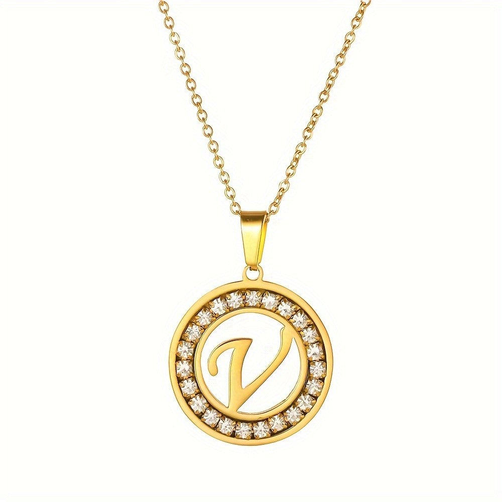 Crystal Initial Ring Necklace