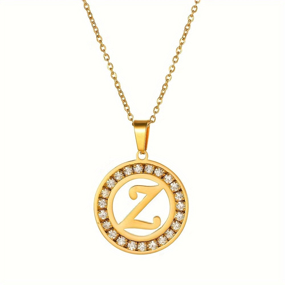 Crystal Initial Ring Necklace