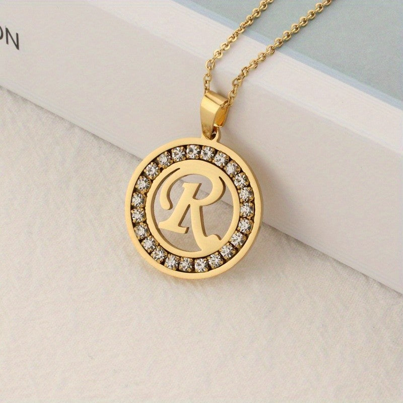 Crystal Initial Ring Necklace