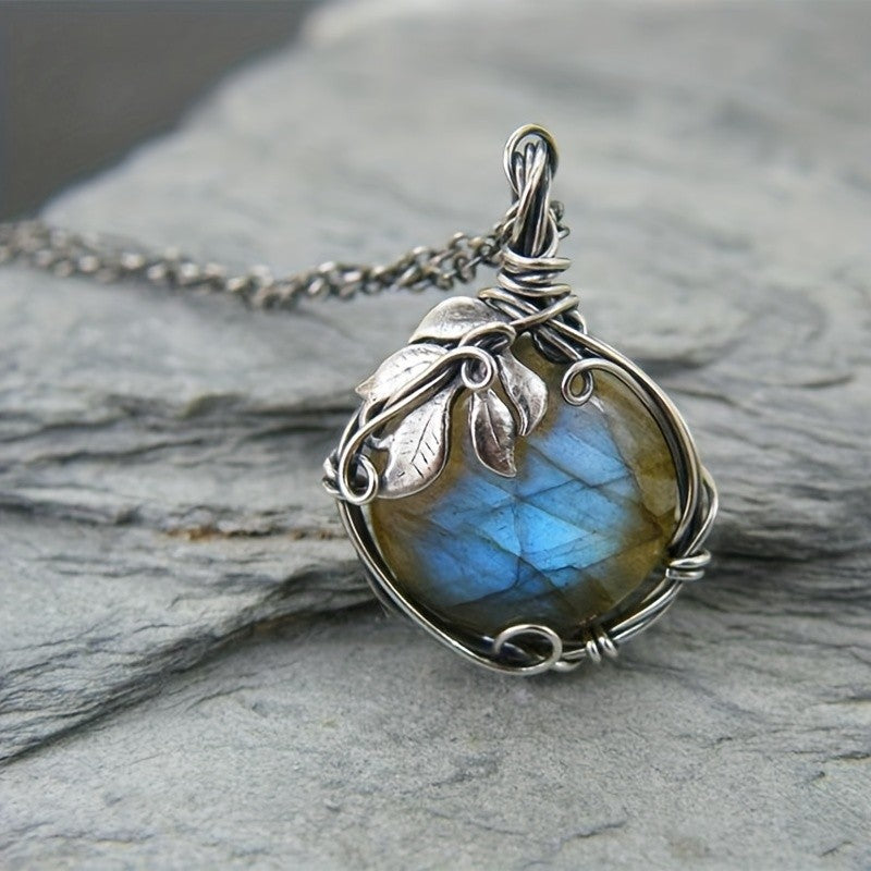 Leaf Wrapped Stone Pendant