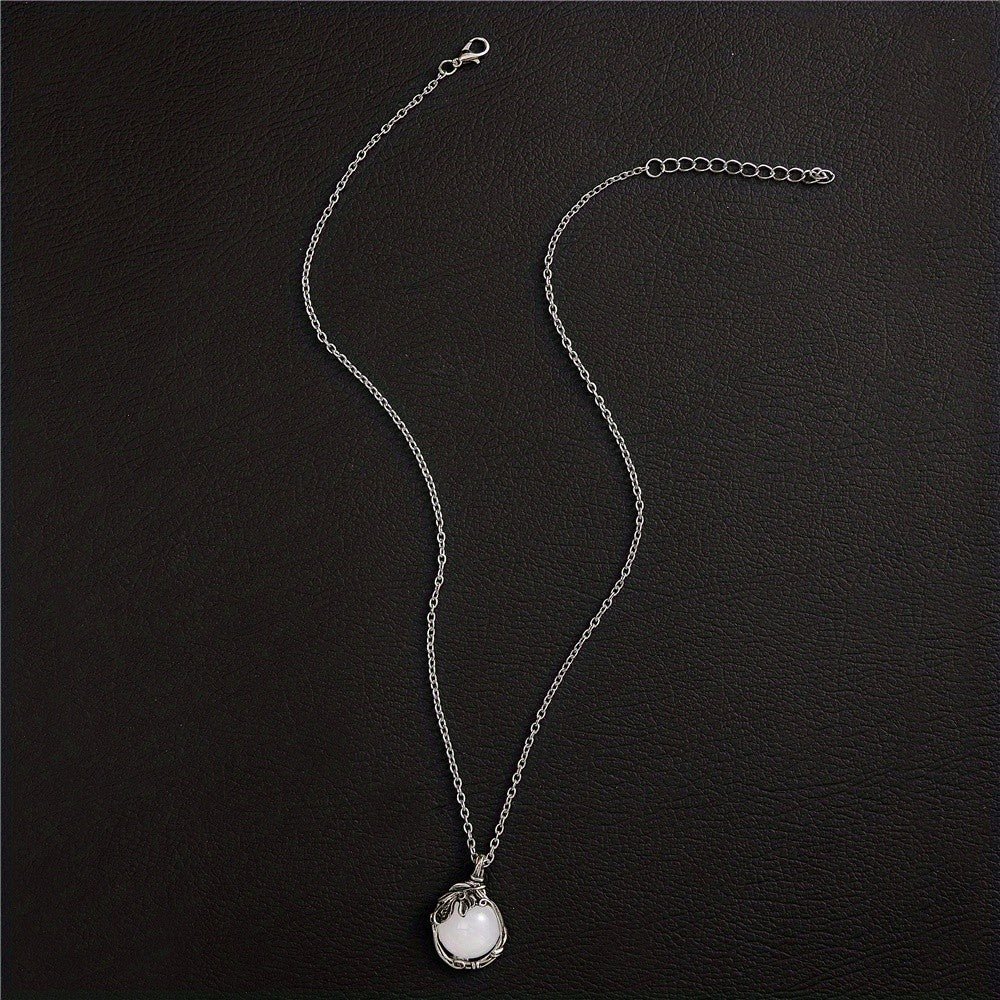 Leaf Vine Stone Pendant Necklace