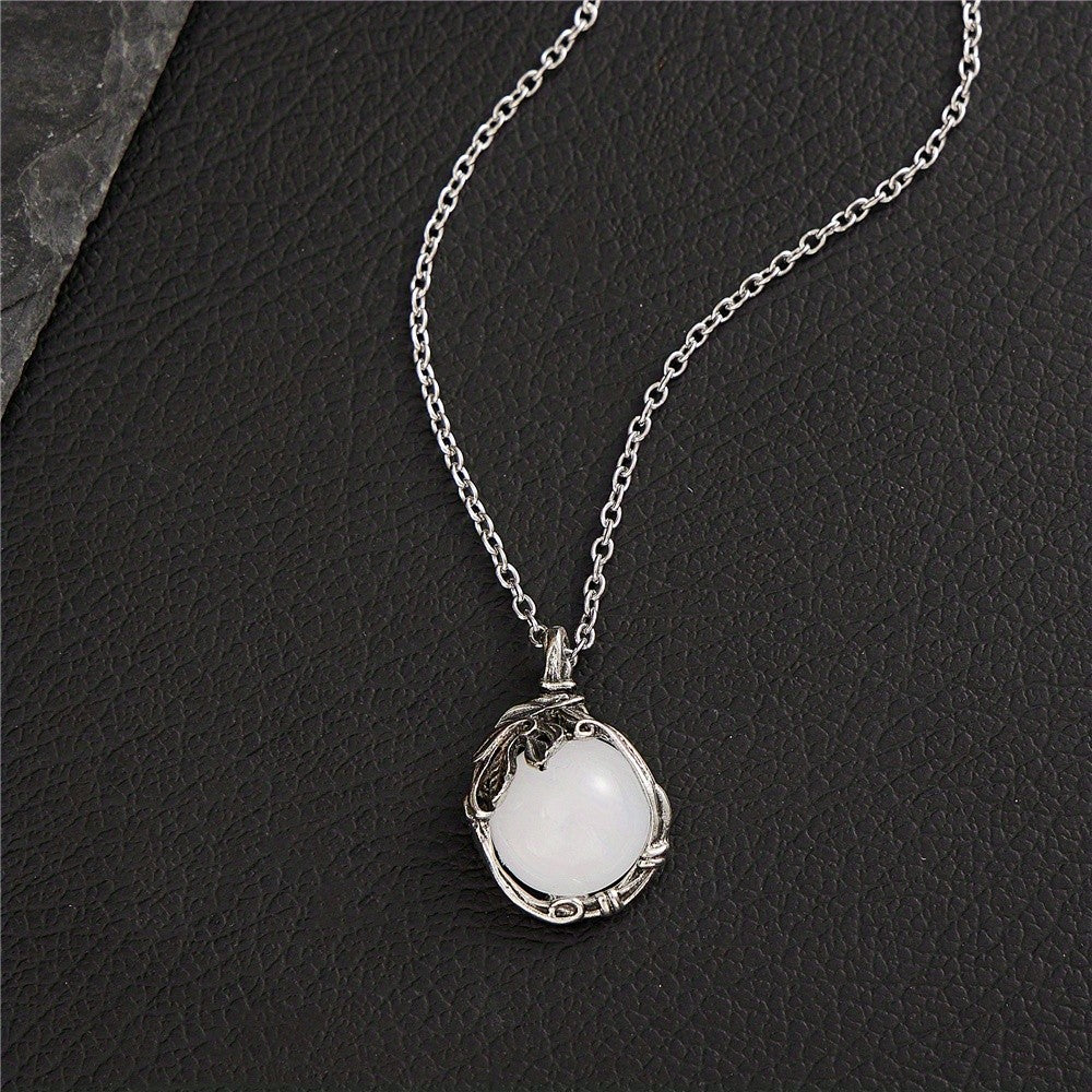 Leaf Vine Stone Pendant Necklace