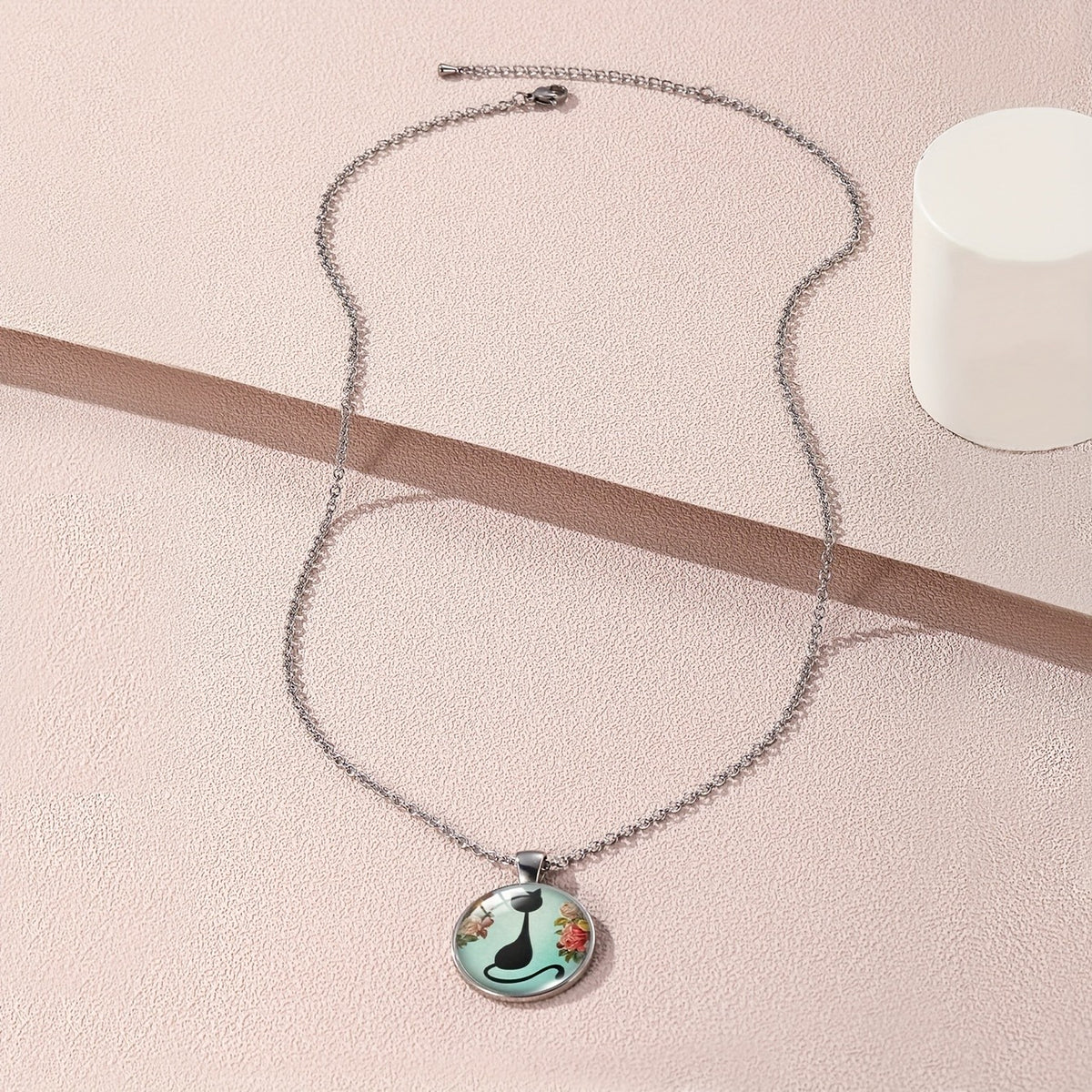 Floral Cat Pendant Necklace