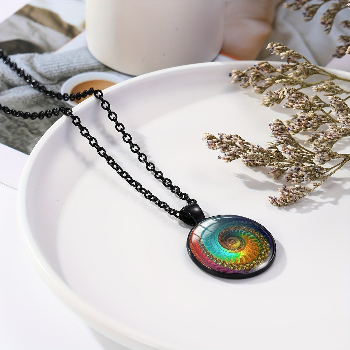 Colorful Spiral Fractal Necklace