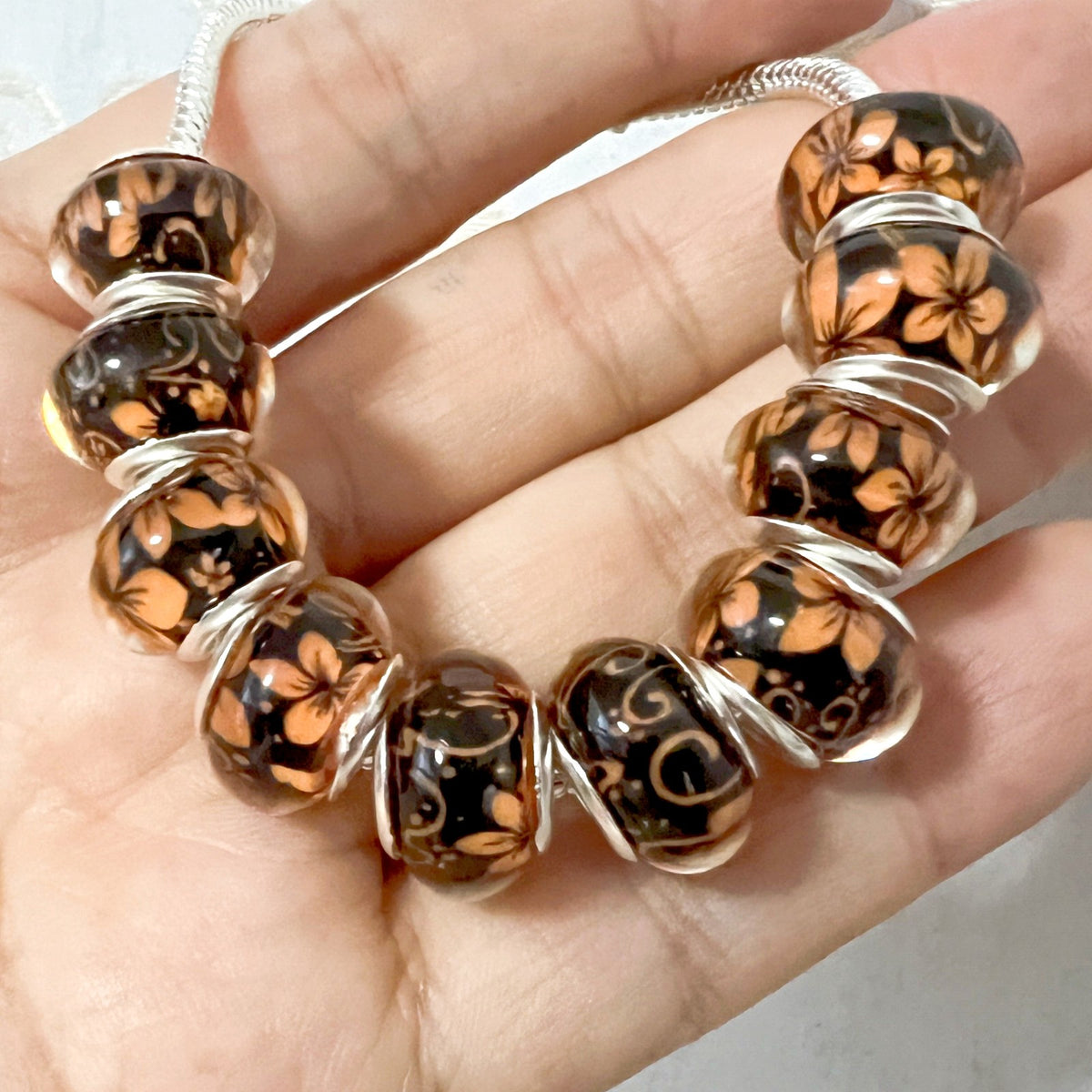 Floral Resin Charm Bracelet
