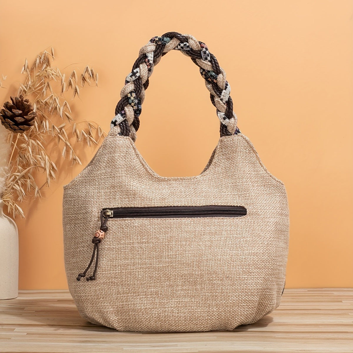 Floral Embroidered Tote Bag