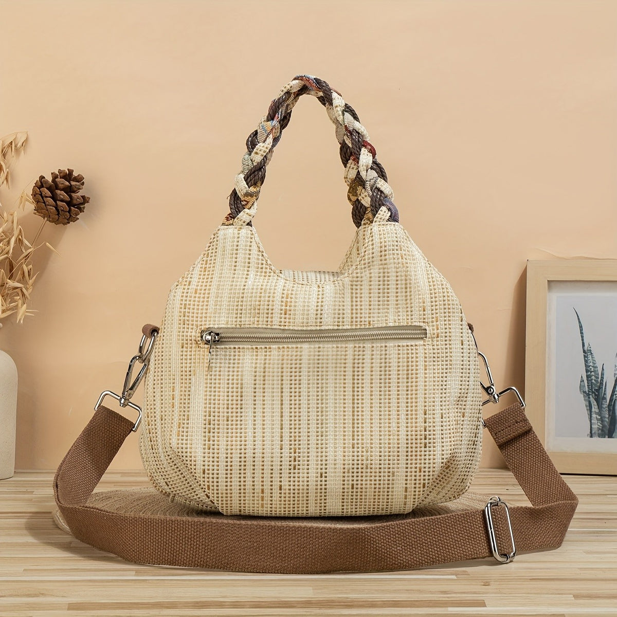 Floral Macrame Tote Bag