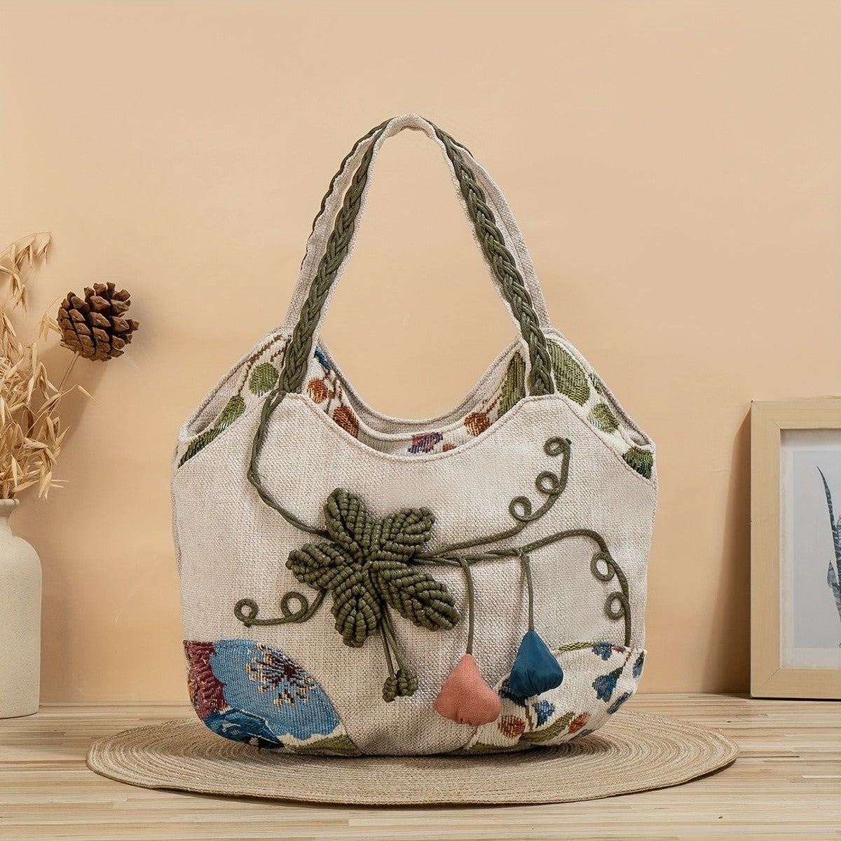 Macrame Clover Tote Bag