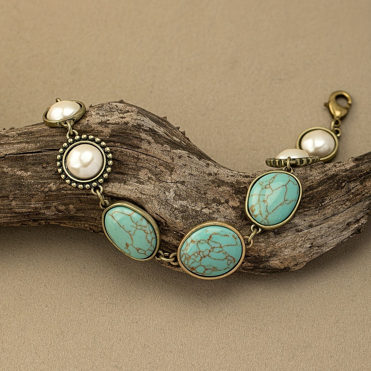 Turquoise & Pearl Oval Bracelet
