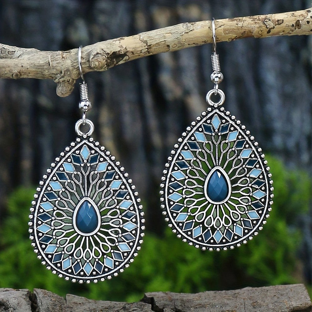 Blue Mosaic Teardrop Earrings