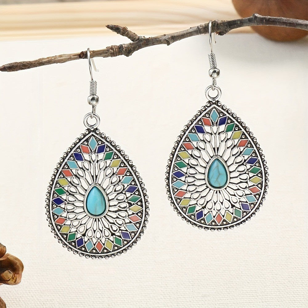 Blue Mosaic Teardrop Earrings