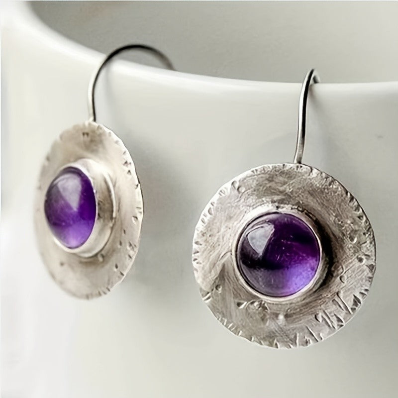 Amethyst & Citrine Disc Earrings