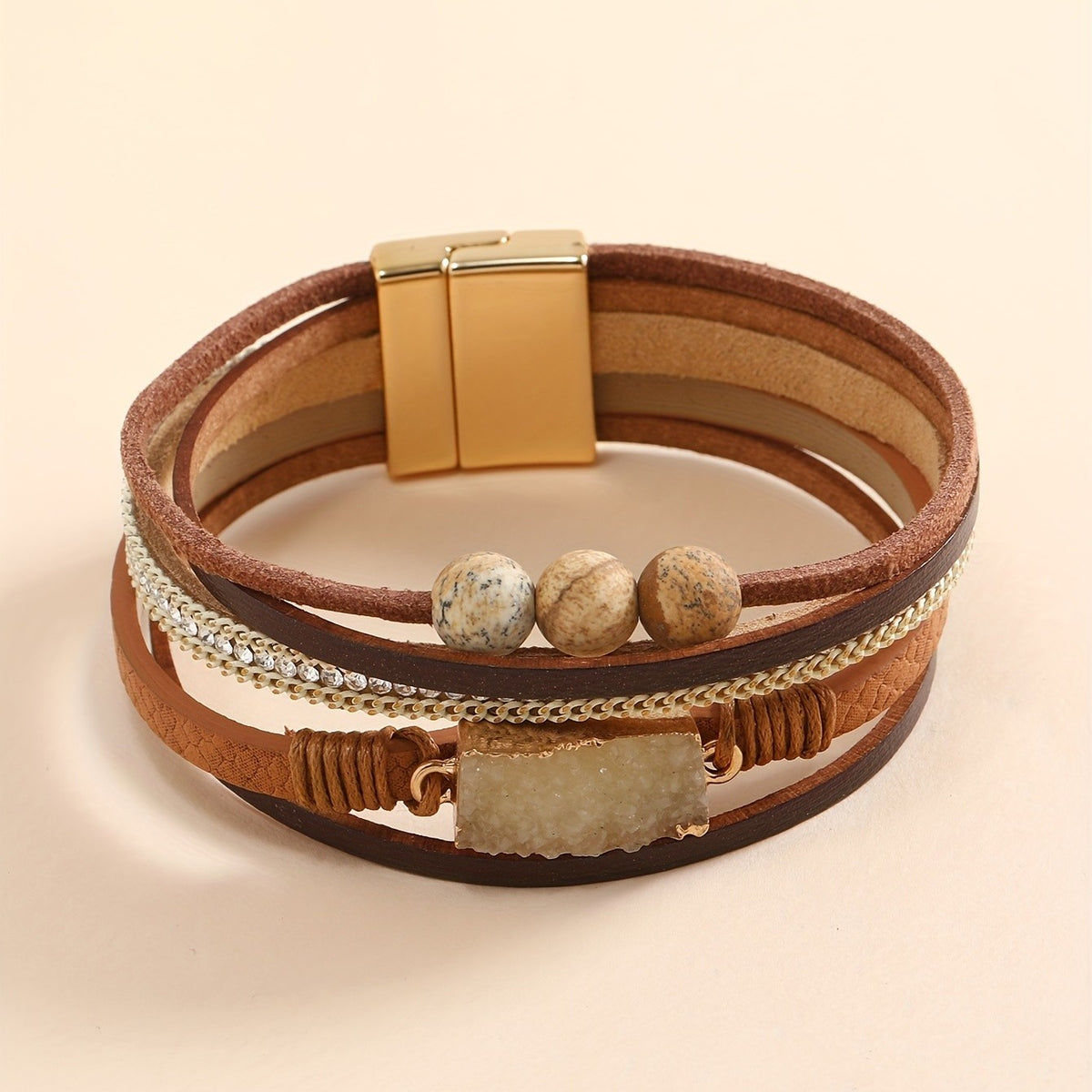Layered Stone & Crystal Bracelet