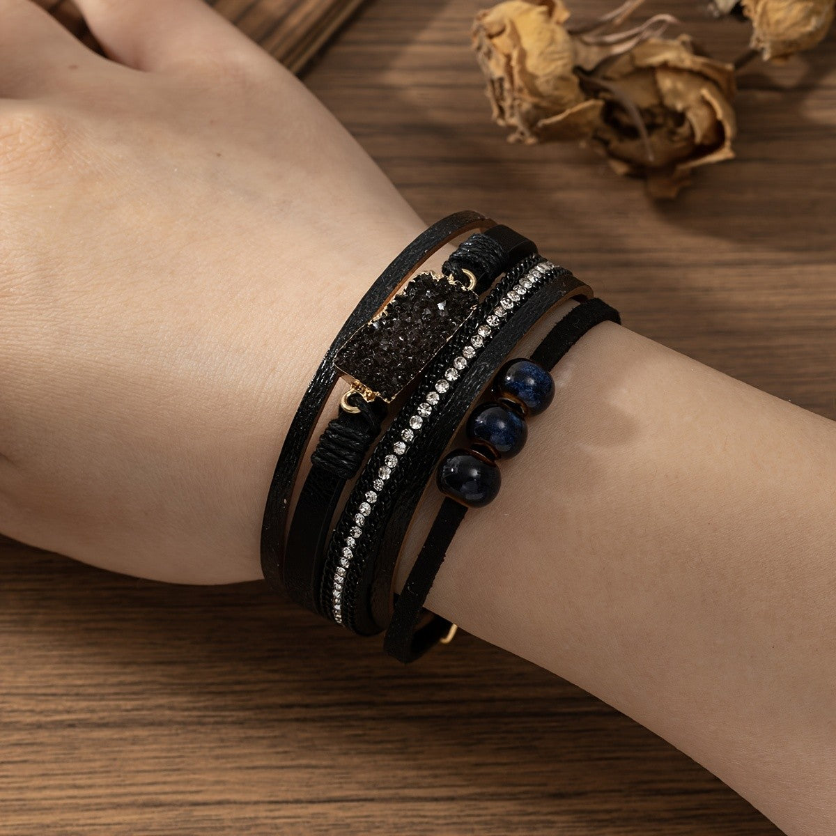 Layered Stone & Crystal Bracelet