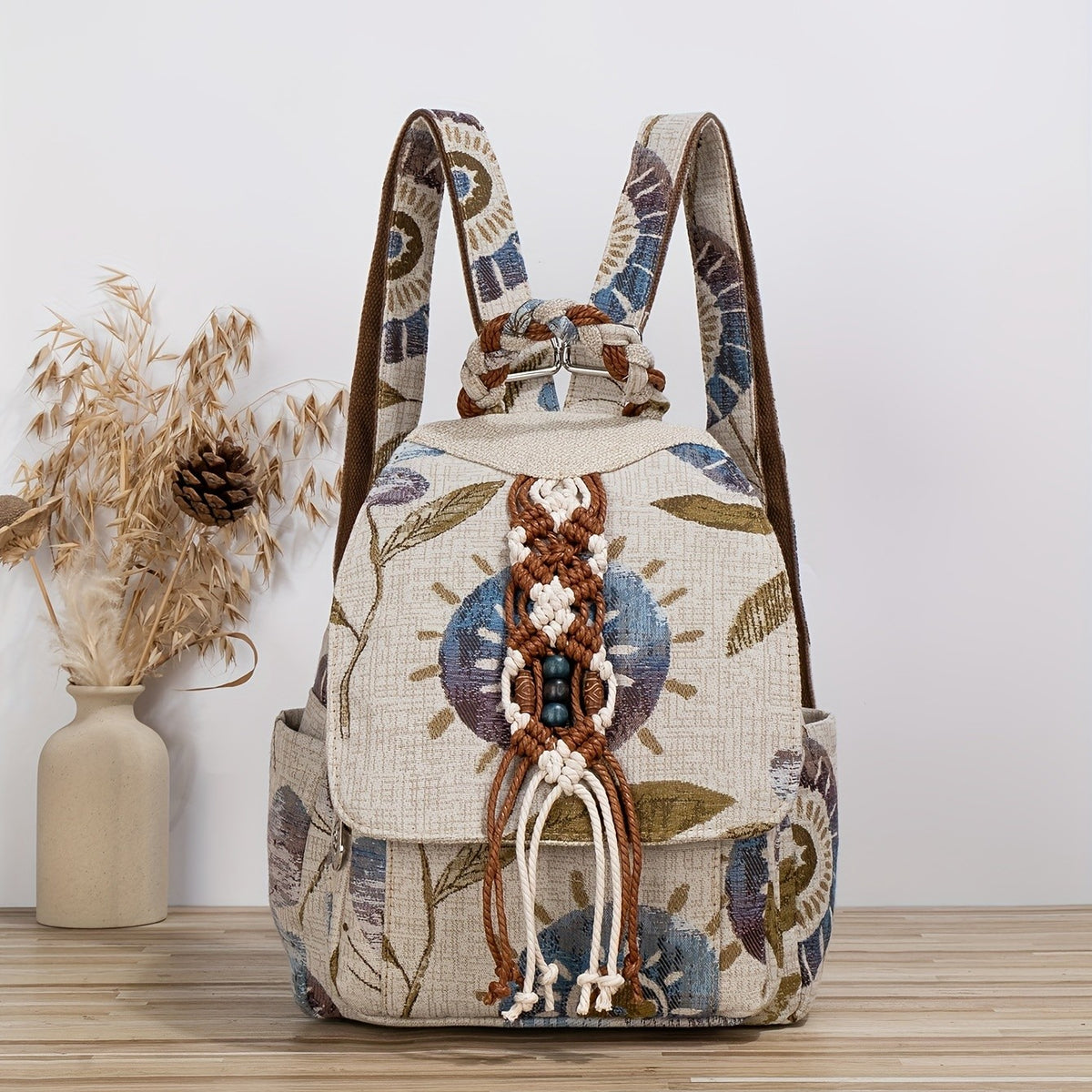 Botanical Macrame Backpack