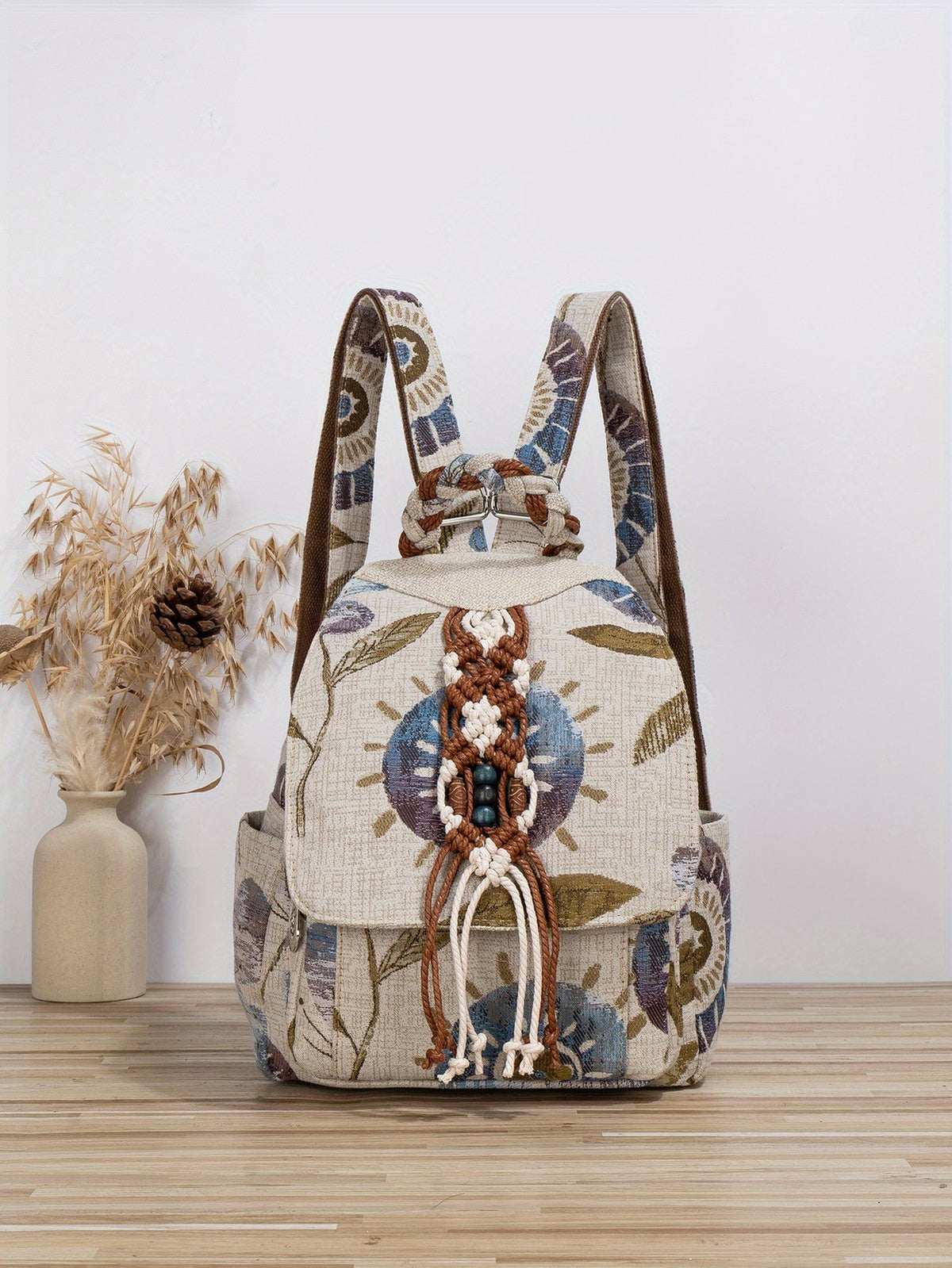 Botanical Macrame Backpack