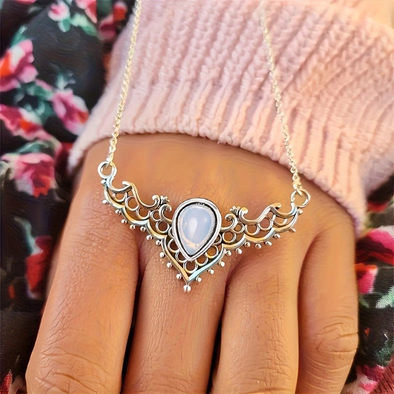 Ornate Scroll Moonstone Necklace