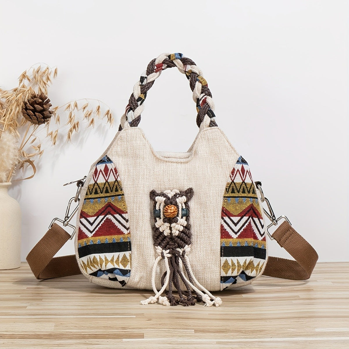 Woven Owl Tote Bag