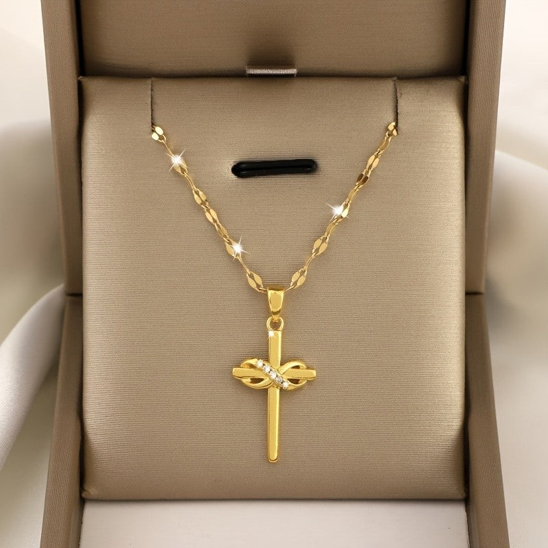 Zircon Infinity Cross Necklace