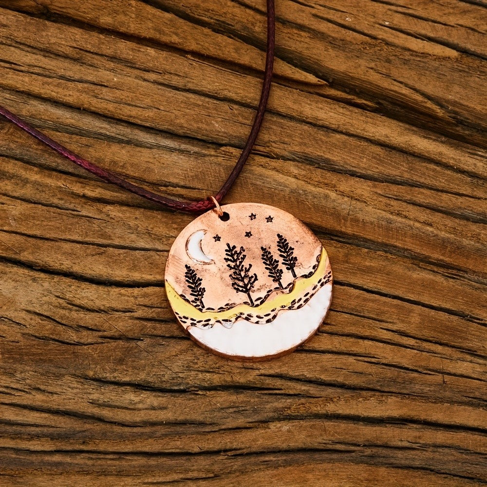 Crescent Moon Forest Pendant Necklace