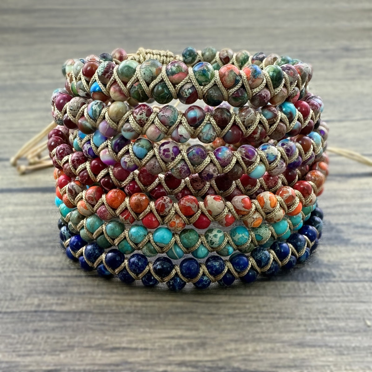 Multicolor Stone Braided Wrap Bracelet