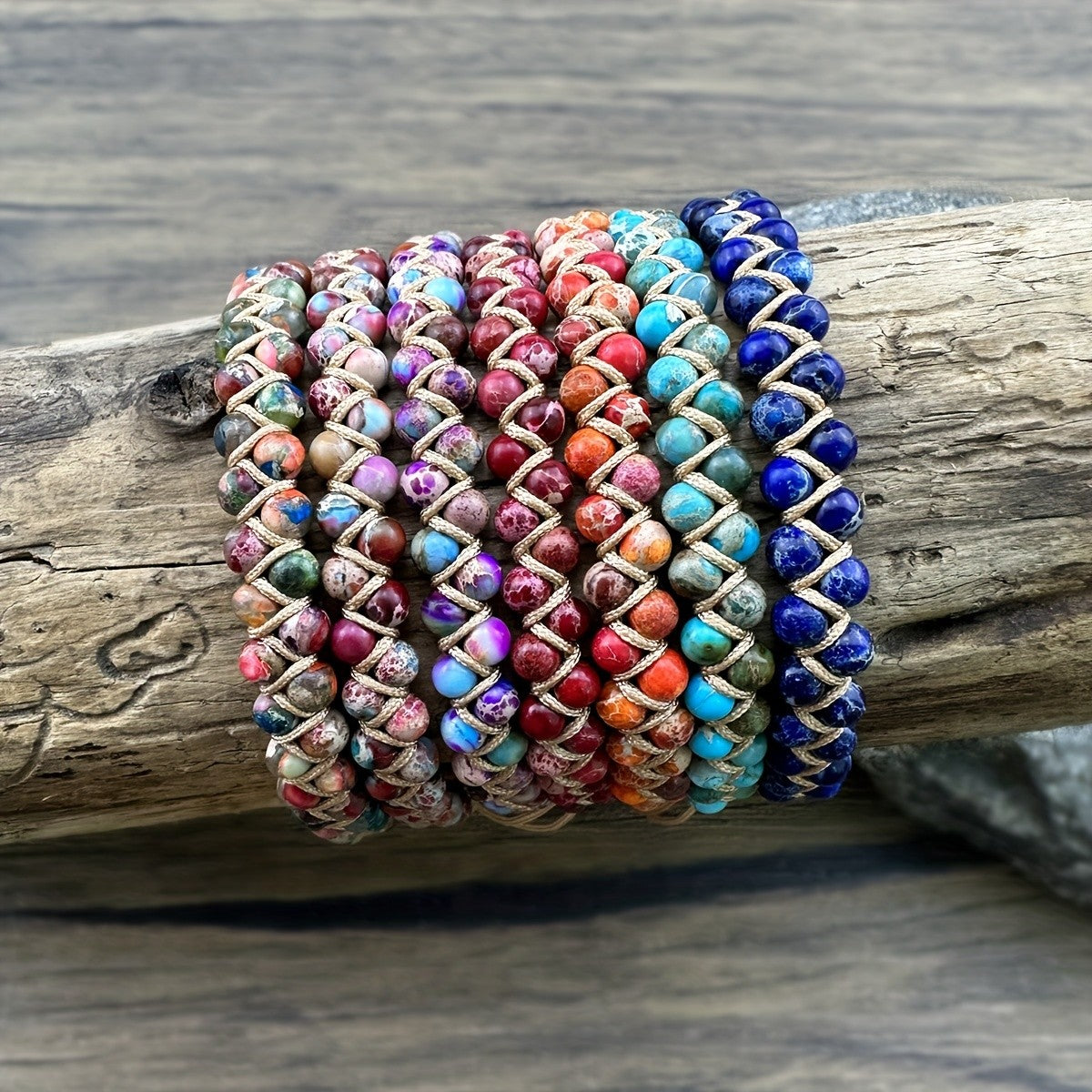 Multicolor Stone Braided Wrap Bracelet