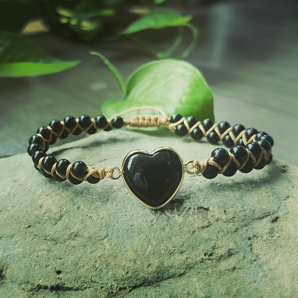 Rainbow Stone Heart Bracelet
