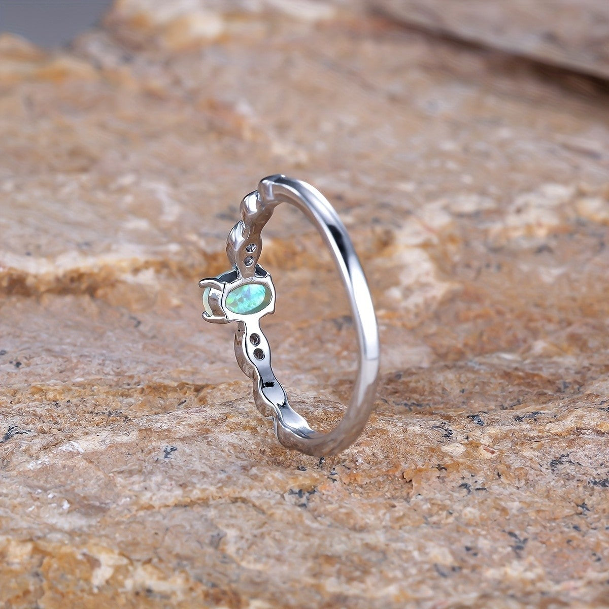 Green Opal Oval Ring