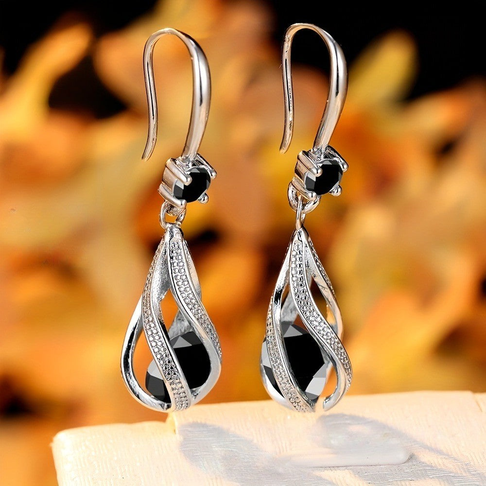 Spiral Teardrop Crystal Earrings